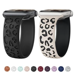 Engraved Strap for Apple watch Band 45mm 44mm 42mm 49mm 41mm 40mm 38mm Silicone Bracelet Correa Series SE 6 7 8 9 5 4 3 Ultra 2