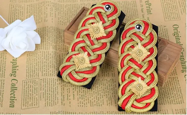 Charreteras de uniforme alemán, marca de hombro, Color dorado, tejido Vintage de oficial