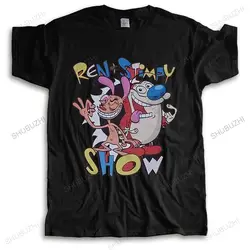 Maglietta in cotone molti colori maglietta estiva da uomo Ren e Stimpy Show t-shirt casual con stampa divertente di marca Homme di dimensioni maggiori