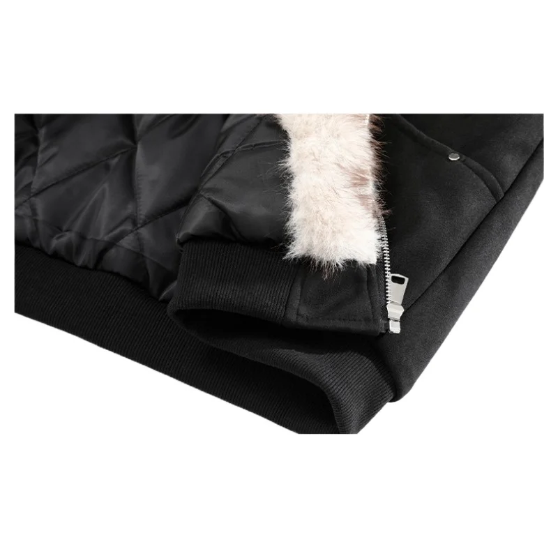 الأمريكية الرجعية المتخصصة تصميم بسيط الخريف والشتاء مقنعين القط الأذن زوجين القطن وسادة مبطنة للجنسين هود يحافظ على معطف دافئ #6