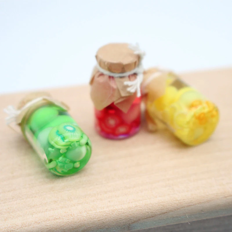 Dollhouse Colorful Assorted Fruit Glass Cans Simulation Miniature Miniature Food Play Model