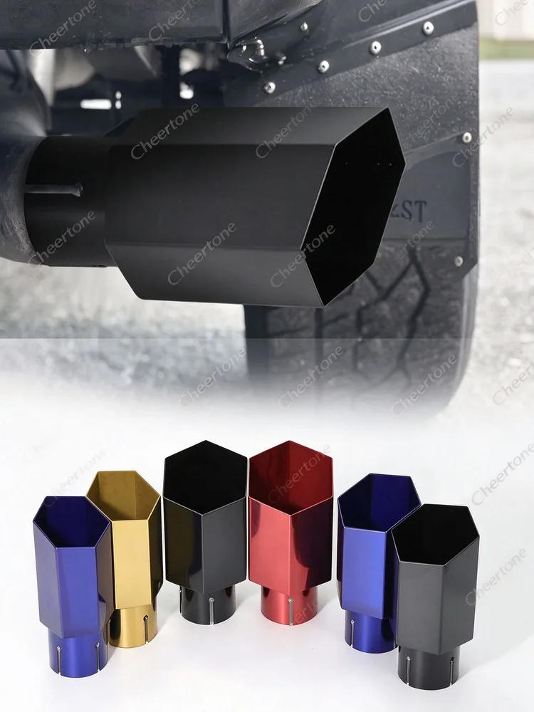 4Pcs Hexagon Exhaust Tip Stainless Steel Muffler Tail Pipe Mixed Colors For Most Cars