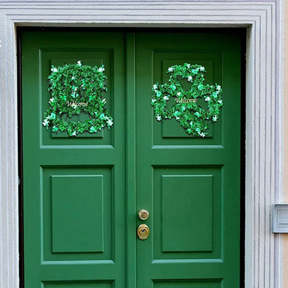 

3Pcs Metal Wreath Frame Shamrock Irish Hat Pendant Green St Patricks Day Door Wall Hanging Ornaments Festive Decor