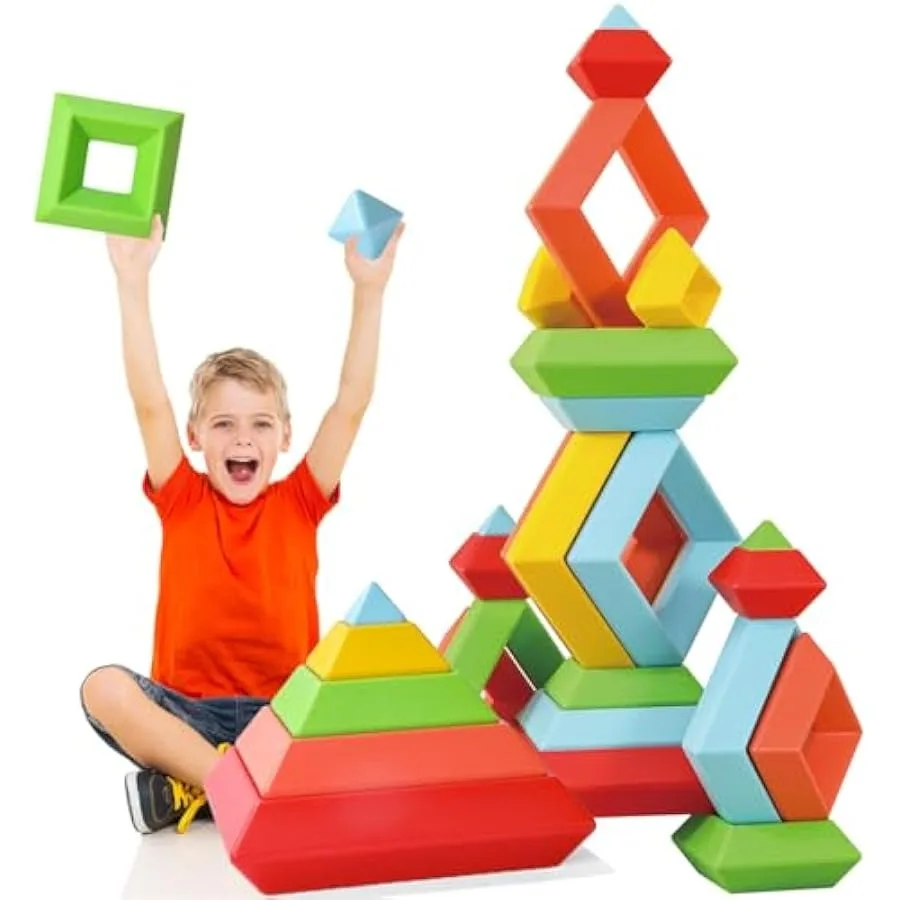 Large Building Blocks 30 pcs Set - Giant Blocks for Stacking - Hand Eye Coordination Toys Develop Cognitive Skills - Big Blocks