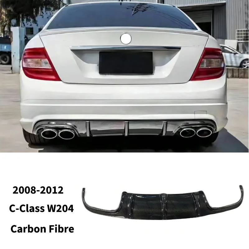 لمرسيدس بنز C الفئة W204 C300 C63 2007-2014 المصد الخلفي الناشر الشفاه الخلفي الشفة المفسد اكسسوارات ألياف الكربون الجسم أطقم #4