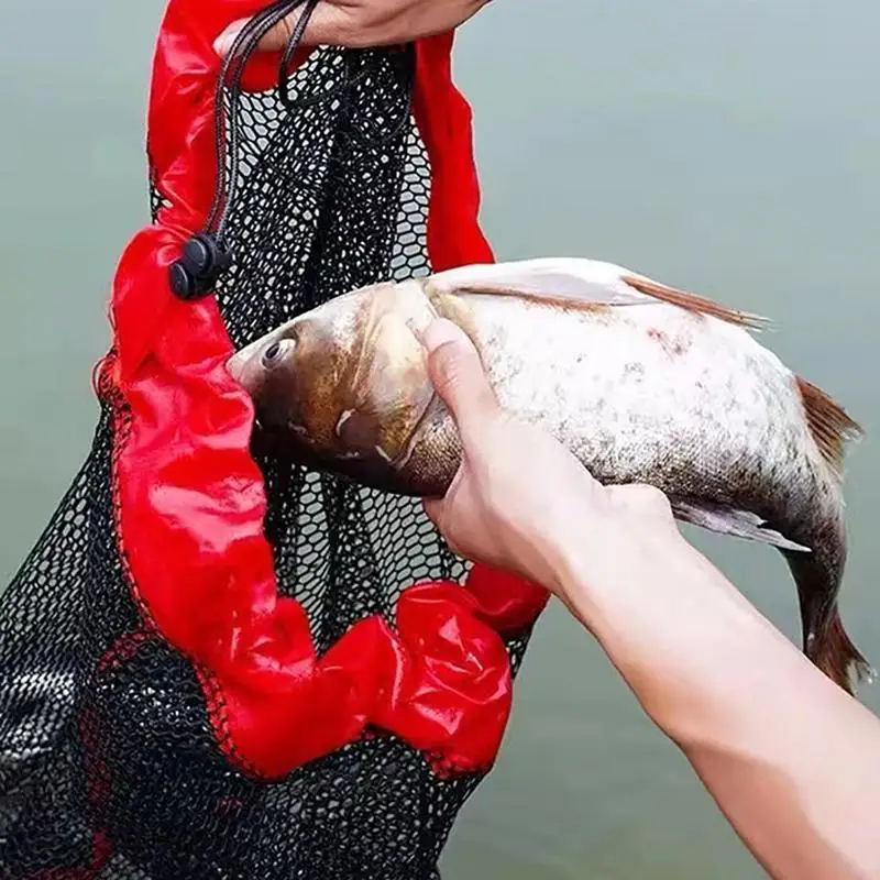 Fishing Landing Net Fishing Collection Bag Fish Catching Netting Portable Fishing Accessories Fish Holding Bag With Encrypted