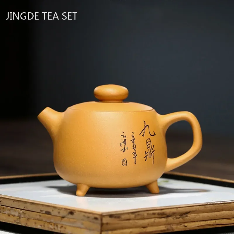 

Authentic Handmade Yixing Tea Pot Three-legged Purple Clay Teapot Beauty Kettle Boutique Teaware Chinese Tea Ceremony Gift 190ml