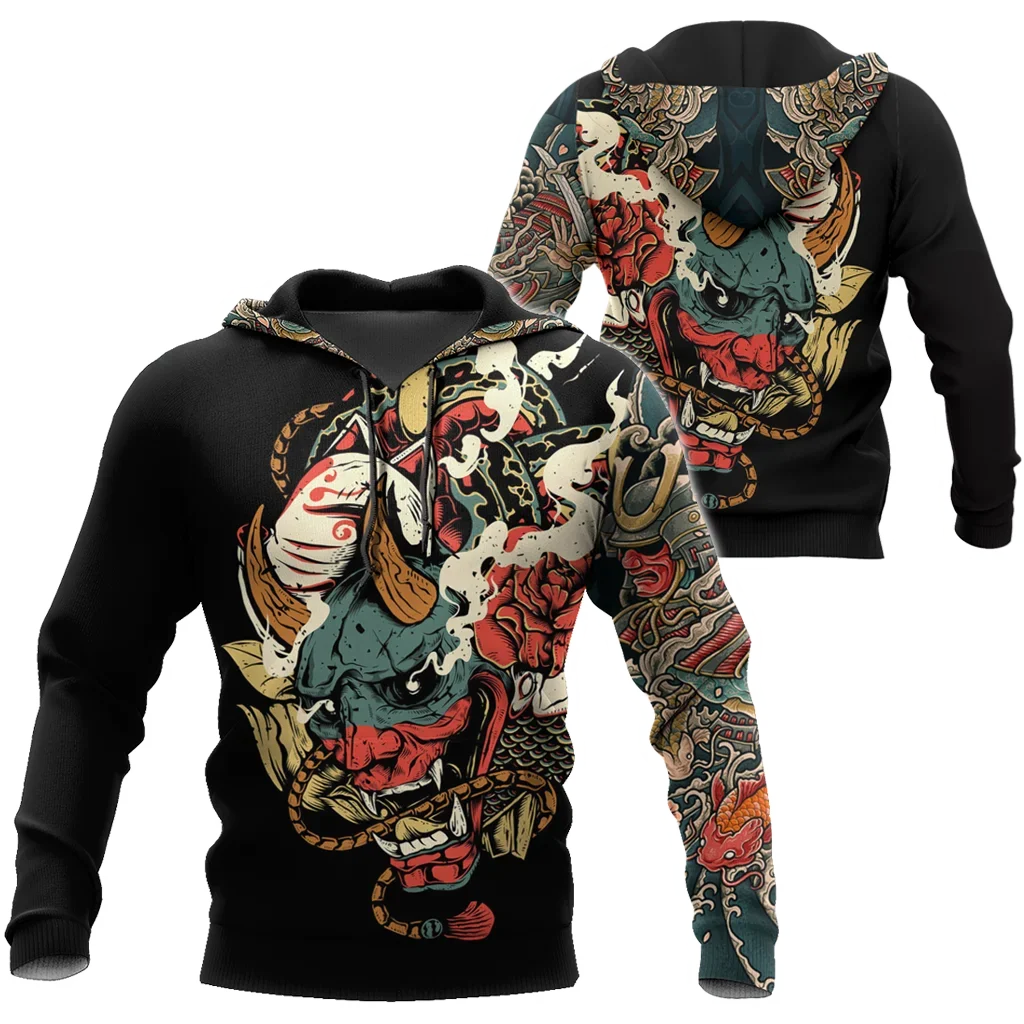 

CLOOCL Men Hoodie Japanese Sakura Samurai Printed Sweatshirt Women Fashion 3D Zipper Long Sleeve Fashion Pullover Coat