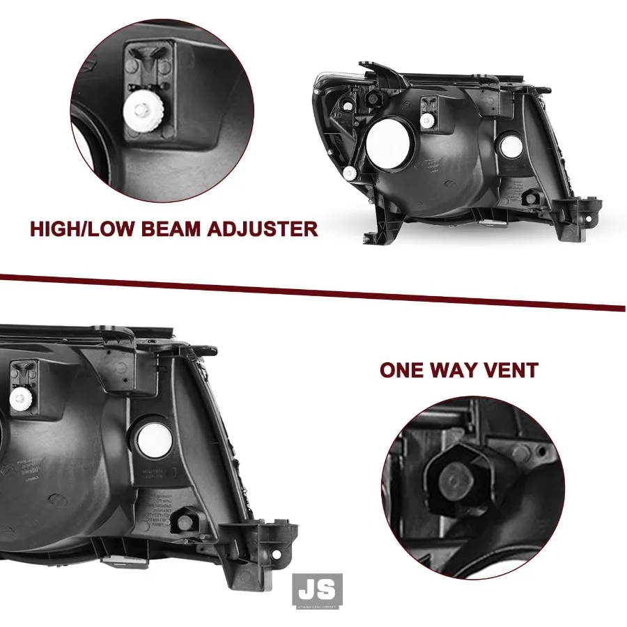 استبدال مجموعة المصابيح الأمامية لـ 20052011 Tacoma Pickup Passenger وغطاء أسود جانبي للسائق مع عاكس واضح لـ Enh