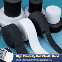 5M Elastic Band Heavy Stretch High Elasticity Knit Elastic Band Elastic Cord Stretch Strap 10/20/30/40/50/60mm Wide for Sewing