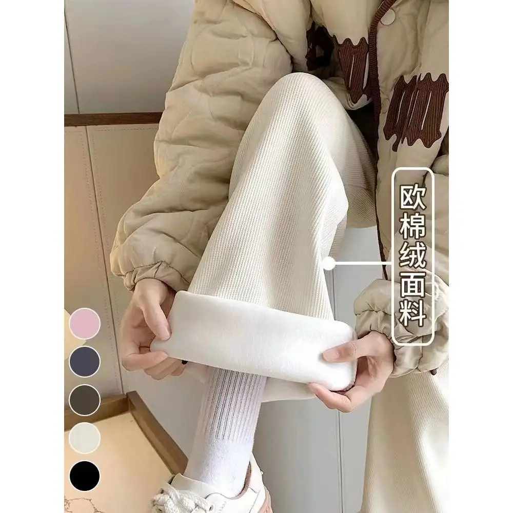 

Женские брюки с высокой талией и широкими штанинами, на флисовой подкладке, прямого кроя, струящиеся, в пол, из премиального шенилла, для весны, осени и зимы