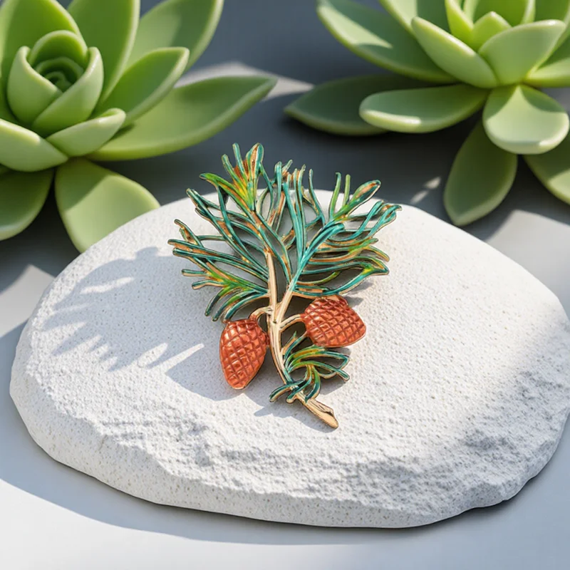 Vintage Design Herbst-blätter Tannenzapfen Brosche High-end-frauen Luxus Pin Pflanze Corsage Mode Anzug Zubehör schmuck Abzeichen