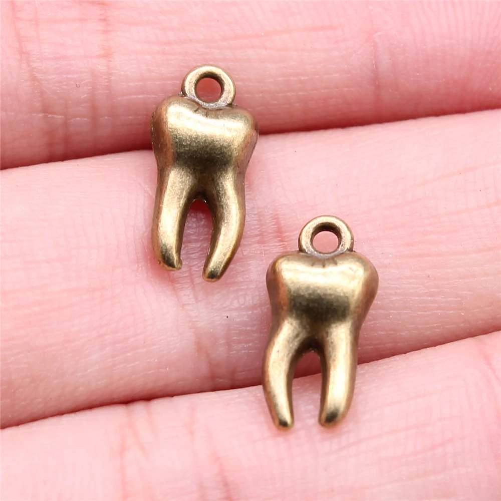 WYSIWYG 20pcs Charms 16x8mm Teeth Charms Pendant Antique Bronze Color For Jewelry Making DIY Jewelry Findings