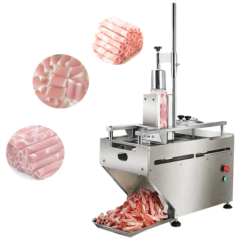 Automatic Meat Slicer Electric Fresh Frozen Lamb Rolls Meat Cutting Machine Knife Set Meat Slicing Grinder Machine