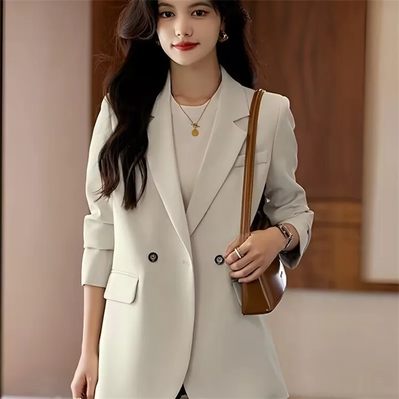 Spring Autumn Women Split Fork Blazer Coat Advanced Ladies Solid Color Trend Tops Overcoat 2026 Female Long Sleeves Suit Jacket