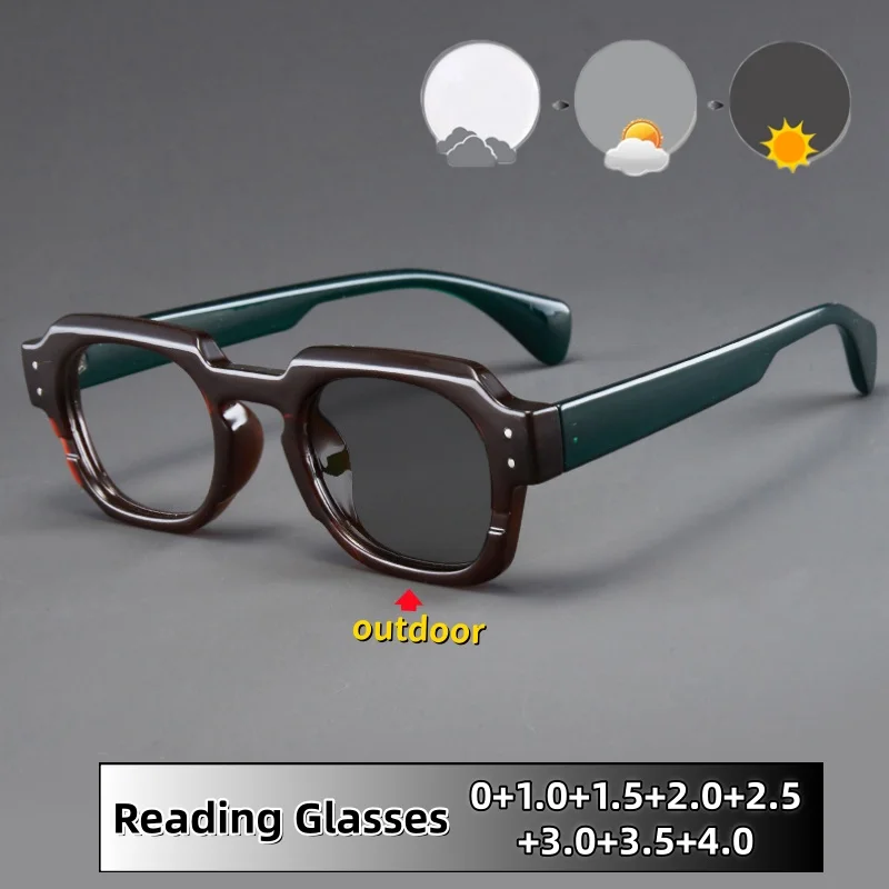 

Retro Classic Photochromic Presbyopia Glasses Square Full Frame Comfortable and Durable Eyeglasses for Women Men Anti-Blue Light