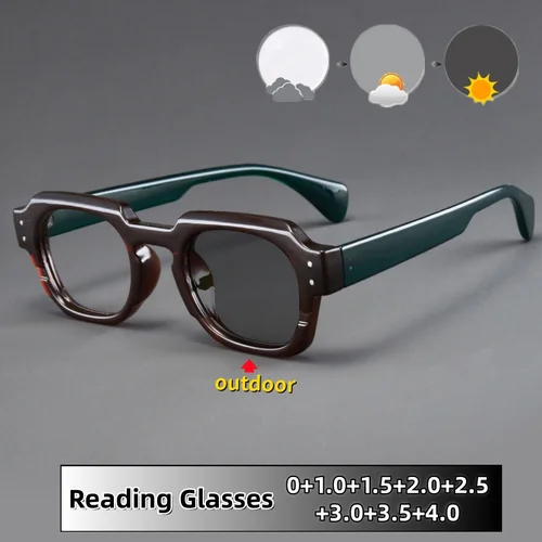 Gafas fotocromáticas clásicas Retro para presbicia, gafas cuadradas de montura completa, cómodas y duraderas para mujeres y hombres, antiluz azul