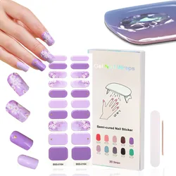 20tip Semi Cured Gel Nails Art Sliders Manicure UV LED Lamp Semi Cured Gel Design Nail Decals Waterproof Nail Sticker Decoration