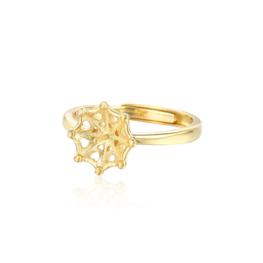 

Ring Blank for 10mm-12mm Round Beads or Pearls Gold Plated 925 Silver Adjustable Ring Setting