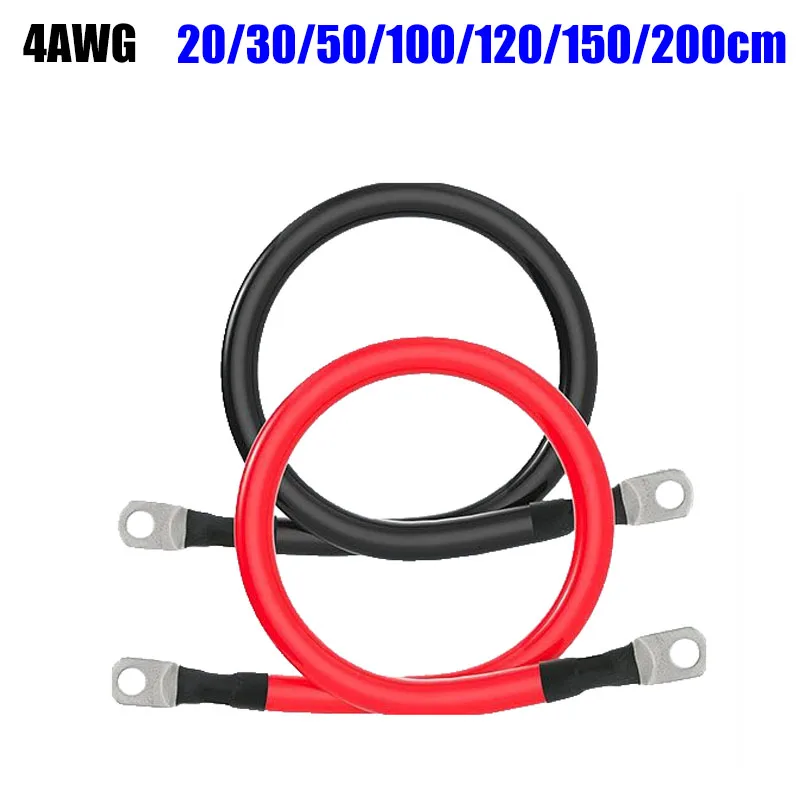 

Battery Inverter Cable Set With M6 M8 M10 Terminals Wires Black Red 4AWG Solar Panel Electrical Wire For UPS Inverter Battery