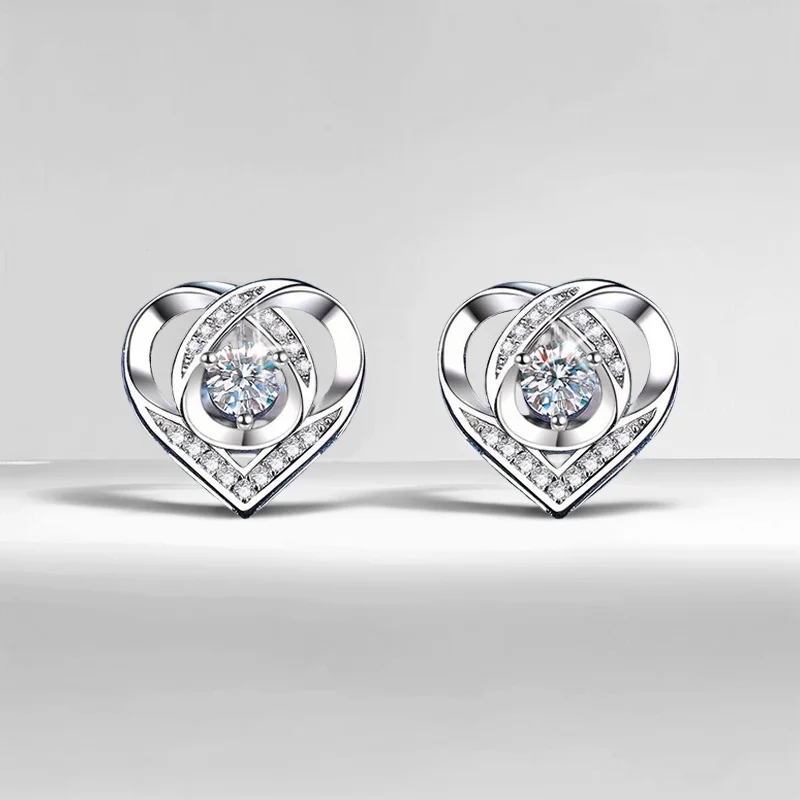 1CT D Color Heart Shape Moissanite Stud Earrings - S925 Silver Minimalist Jewelry for Women GBA Certified Free Gift Box Woman