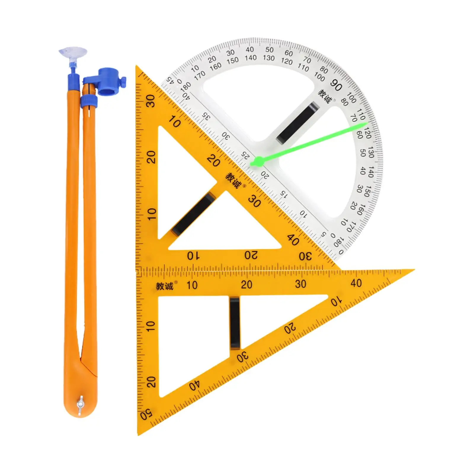 Clear Large Number Maths Ruler for Teachers with Triangle Protractor for Whiteboard Blackboard Engineering Drawing Supplies