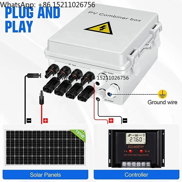 Factory Combiner Box Pv Dc 4 in 1 OUT 4 String 1000V 1200V Pv Array Combiner Box for Solar Panel Power System