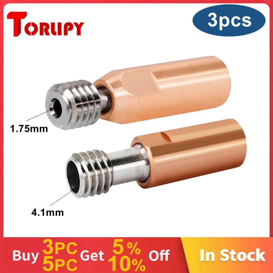 Torlipy 3pcs CR10 Heatbreak Bore 4.1mm 1.75mm Bimetal Heat Break For Ender 3/5 CR10S Hotend Parts Titanium Alloy Copper Throat