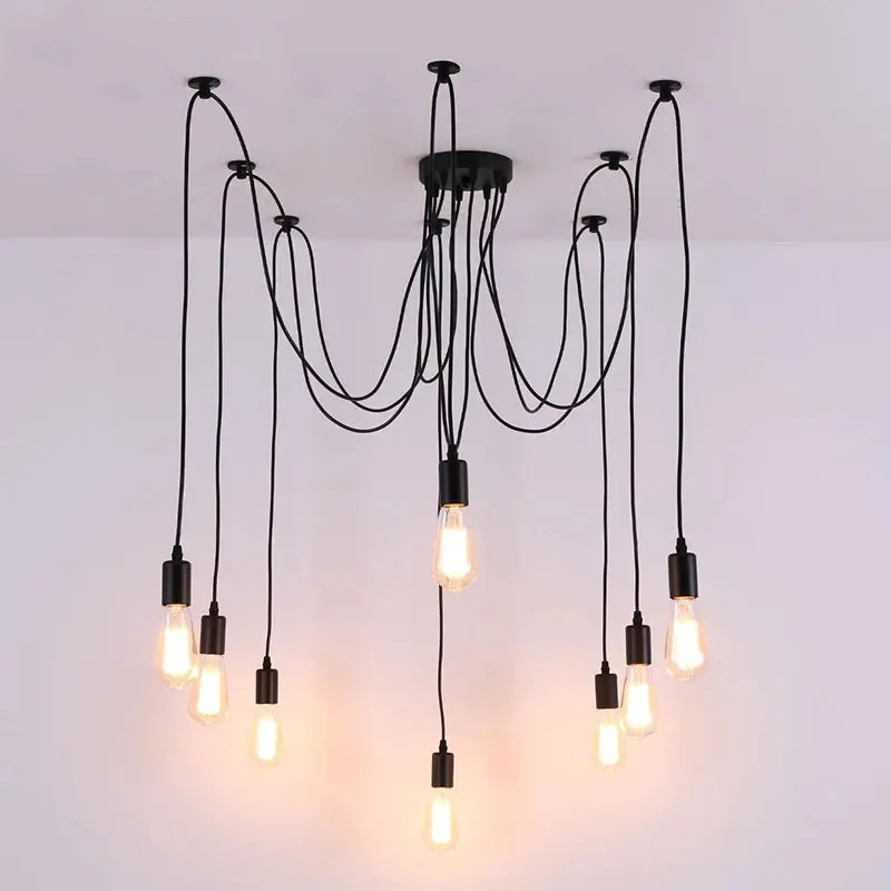 Ajustável Spider Pendant Lights, Pendurado Lâmpada, Iluminação Interior, Moderno, Retro, Edison, Vintage Loft, Antigo, DIY, E27