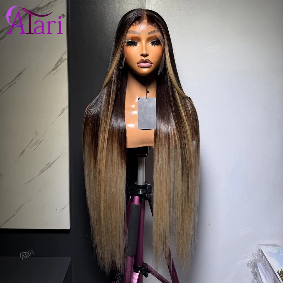 13x4 Lace Frontal 1B 27 Color Straight Human Hair Wigs Transparent 13X6 Drawstring Ombre Highlight Remy Hair Wig Pre Plucked