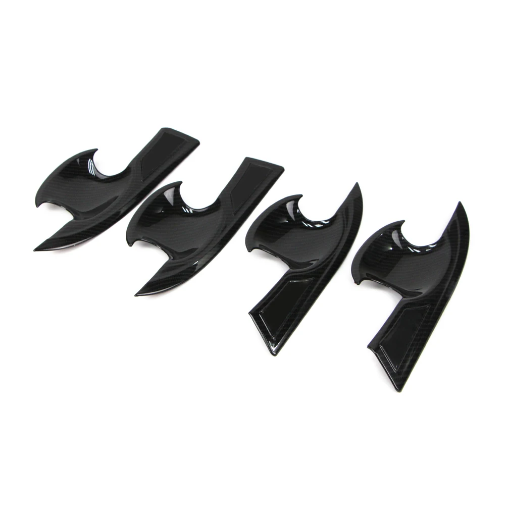 

4Pcs Door Handle Bowl Cover Black Carbon Fiber Style Exterior Trim For Honda Civic 2016 2017 2018 ABS Plastic