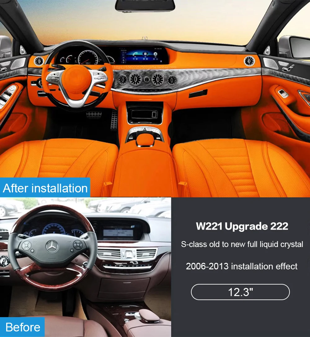 

Автомобильный радиоприемник с экраном 12,3 дюйма 4K для Mercedes Benz S Class W222 2014-2017, GPS-навигация, аксессуары для мультимедиа Carplay, Android 13