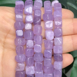 8mm Natural Stone Square Amethysts Beads Cube Loose Purple Crystal Bead for Jewelry Making DIY Charm Bracelet Accessories