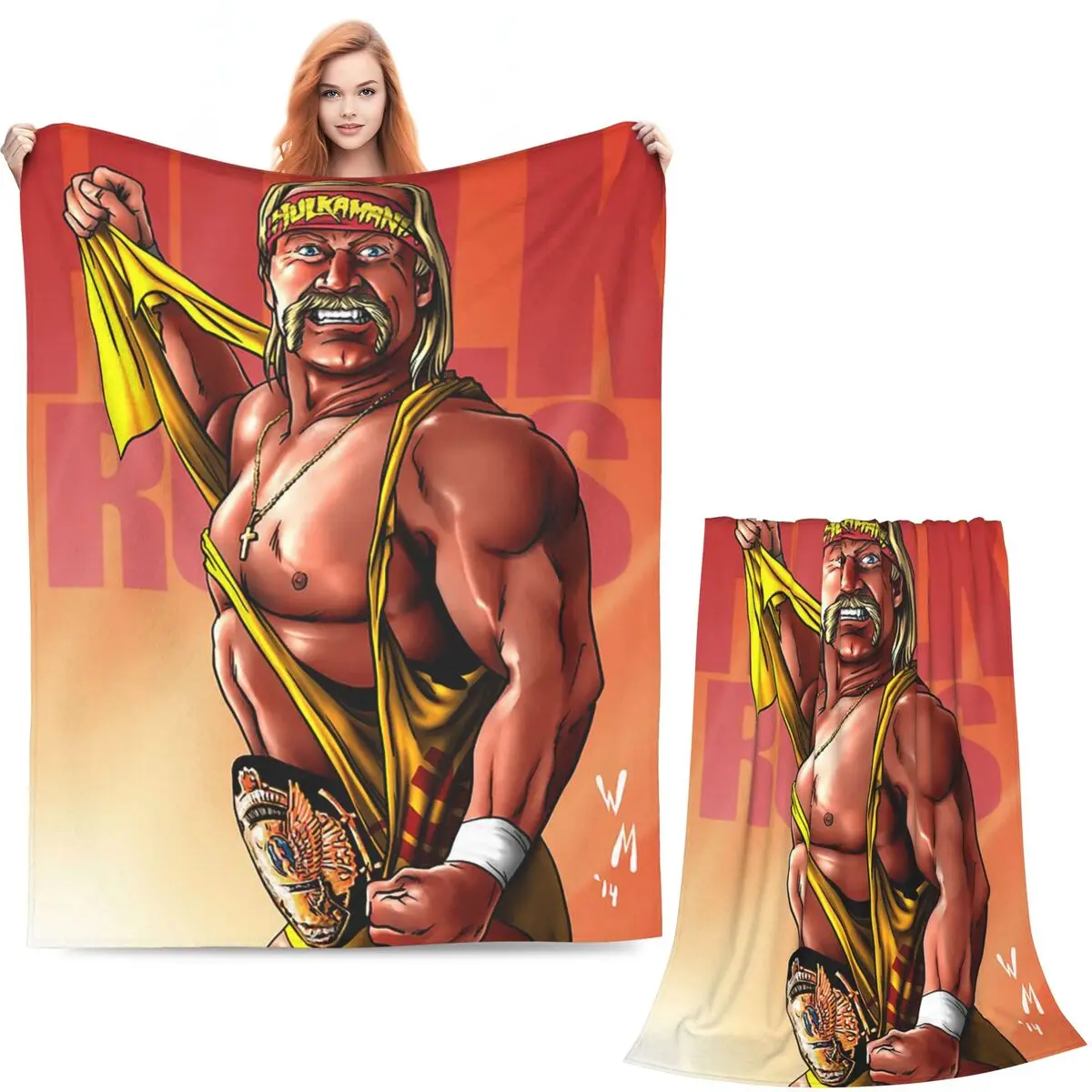 Hulk Hogan Hulkamania Blanket Soft Warm Flannel Throw Blanket Bedding for Bed Living room Picnic Travel Home Couch