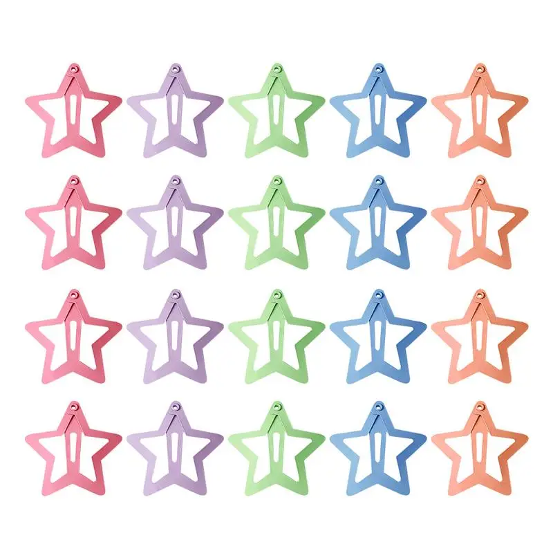 Star Hair Clip Stylish Colorful Star Hairclip 20X Colorful Star Hair Clips Cute Girl Anti Slip Hair Accessories Metal Star Snap