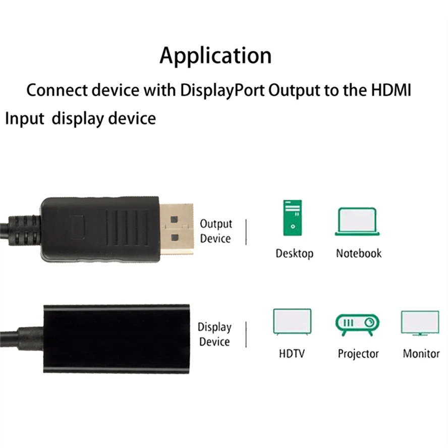 HD TV PC 프로젝터용 비디오 오디오 컨버터, 4K 디스플레이 포트-HDMI 호환 어댑터, 수 DP-암 HDMI 호환 케이블