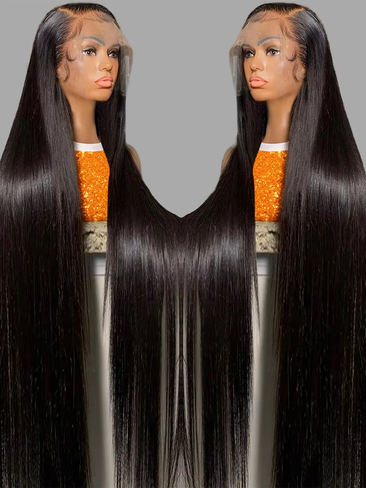 40 46 بوصة Hd شفافة 13x6 العظام شعر طبيعي مفرود الباروكات الأمامية 300 الكثافة البرازيلي 13x4 360 الدانتيل الجبهة الباروكات للنساء #1