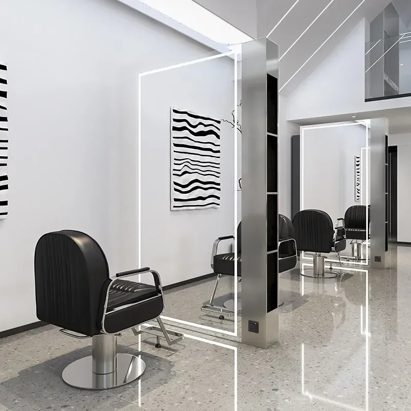 Light luxury barber shop mirror hair salon special perm and dyeing area full body mirror hair salon new floor mirror