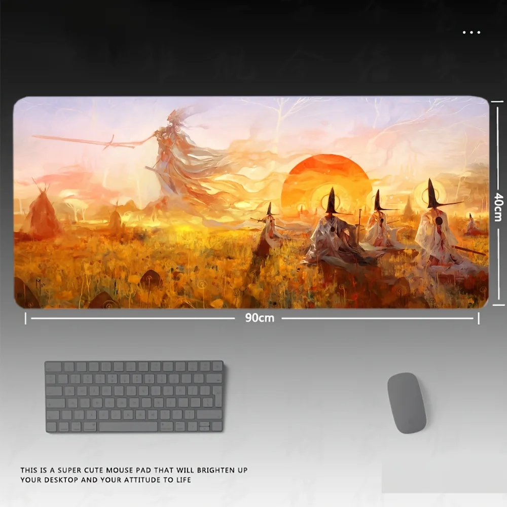 قطعة واحدة من لوحة الماوس الرائعة بنمط حلقة E-Eldens، لوحة مفاتيح كبيرة الحجم مقاس XXL، وسادة طاولة مطاطية عالية الجودة مضادة للانزلاق، عالية الدقة #4