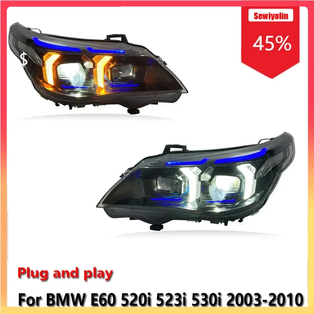 

Car Auto LED Headlight Assemblies For BMW E60 520i 523i 530i 2003-2010 Fog DRL Brake Turn Signal Lamp Plug And Play