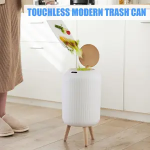 Automatic Trash Can with Lid, Small Plastic Smart Trash Can, Motion Sensor Trash Can for Bedroom, Bathroom, Kitchen, Office 10 best sales garbage bin kitchen - №3