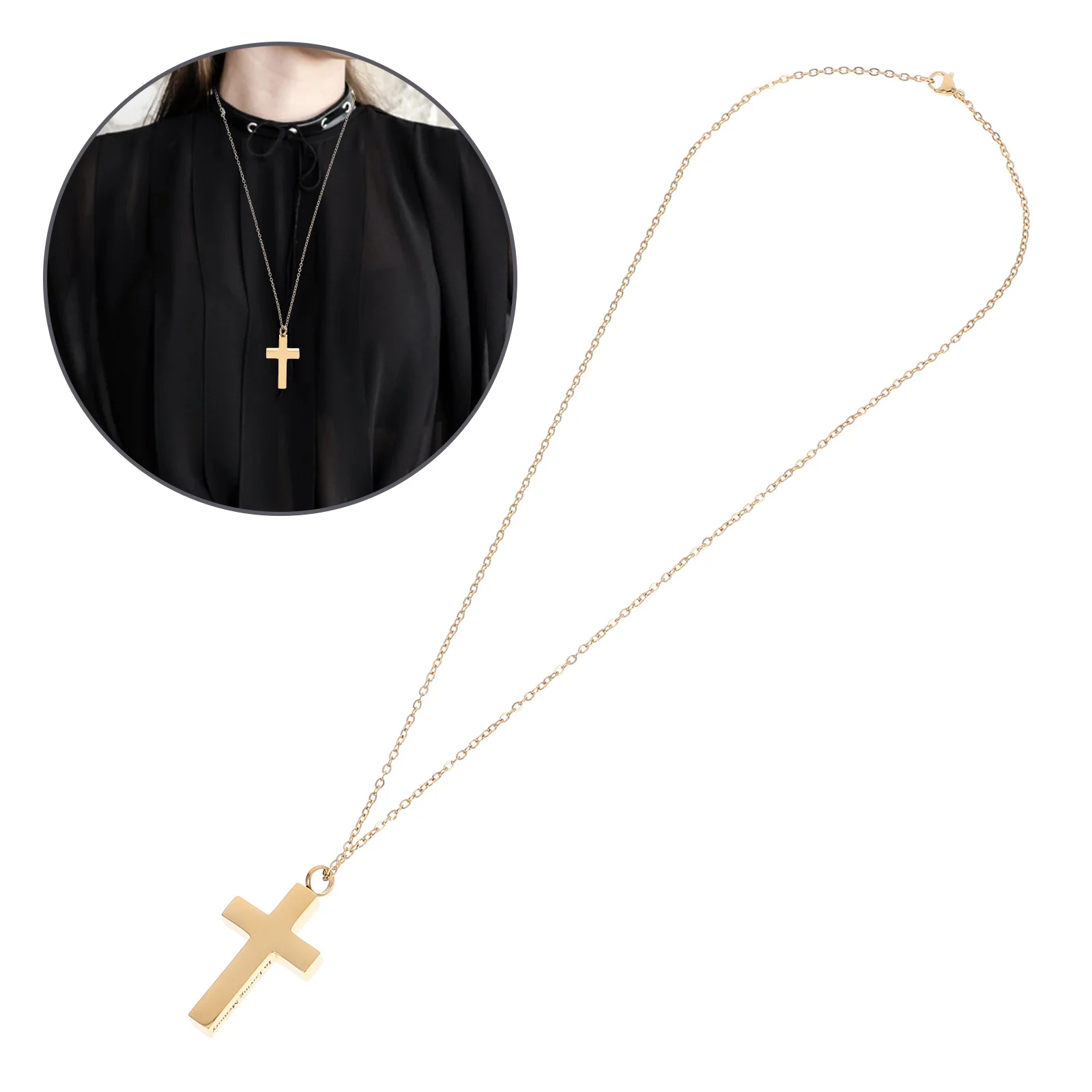 

Cremation Necklace For Ashes Cross Pendant Urn Jewelry Memorial Ash Necklace Titanium Steel Lightweight Durable Keepsake Gift