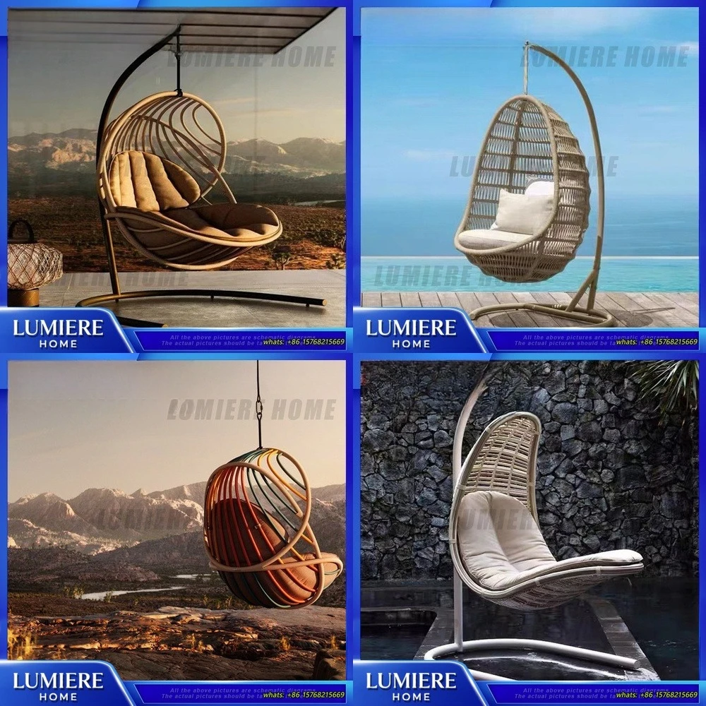 

Подвесное кресло-качели из ротанга для улицы, патио, сада, балкона, для отдыха, одноместное, в стиле гамака, кресло-качалка, декор в стиле бохо