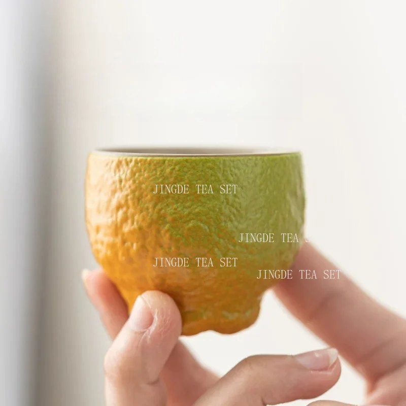 6pcs Citrus Shaped Ceramic Tea Cup with Realistic Fruit Skin Texture Orange Lime and Pomelo Design Mug for Home Decor and Gift