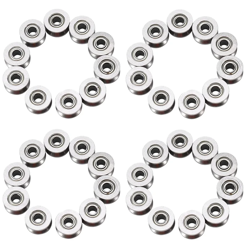 

40Pcs U Groove Bearing U624ZZ Carbon Steel Durable V Groove Ball Bearing Pulley for Rail Track Linear Motion Systems