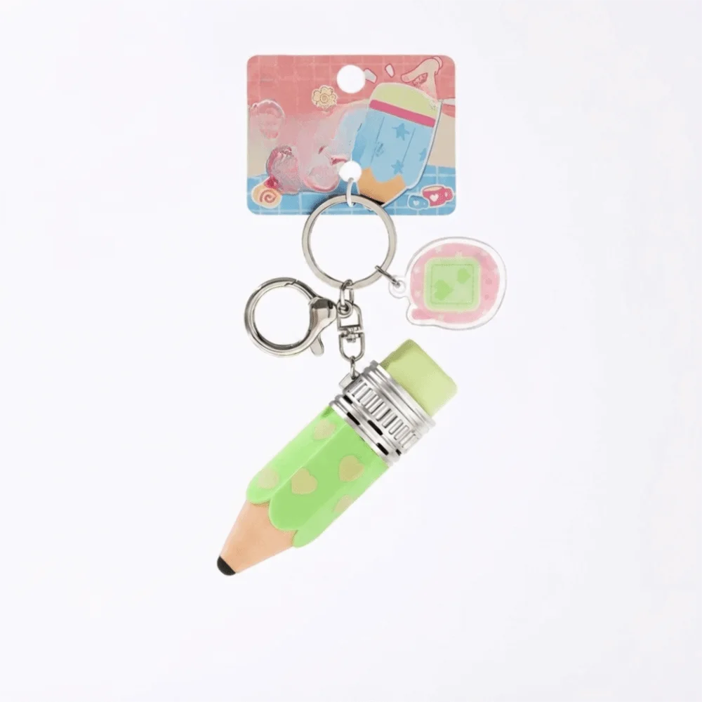 Sound Making Clicker Keychain Soft Clicking Sound Retractable Tip Retractable Pencil Smooth Solid Plastic Delicate Acrylic Tag