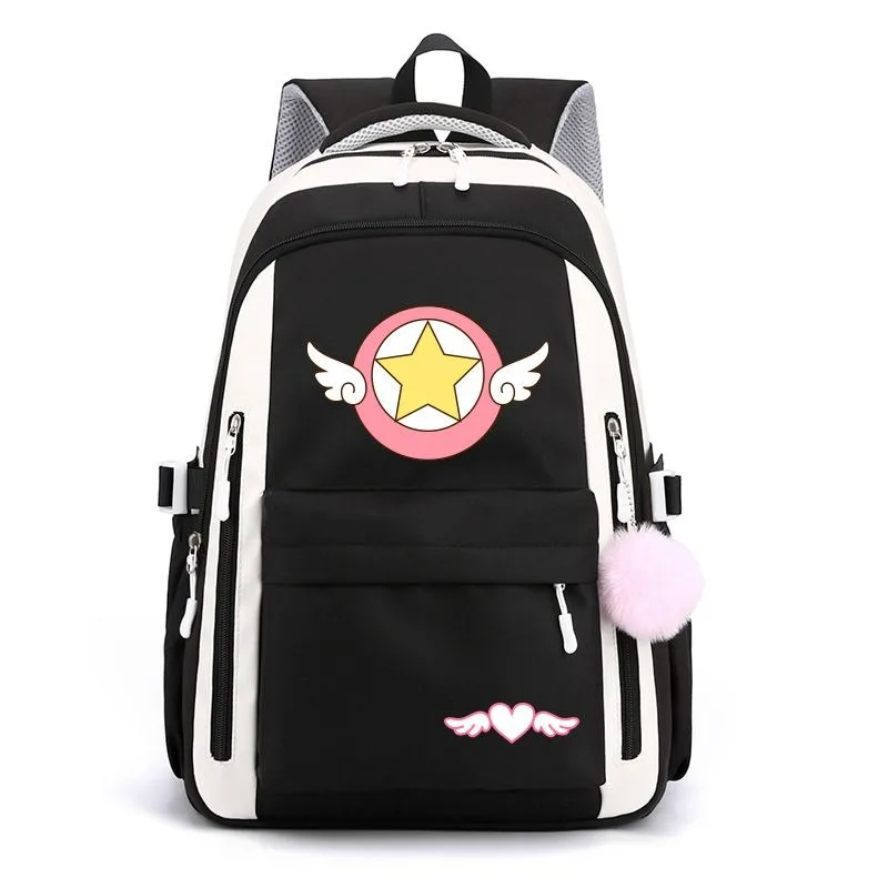 

Breathable mesh, Black Blue Pink Purple, Card Captor Sakura , Kadokyaputa Sakura, School Bags, Anime Backpacks Girls Boys