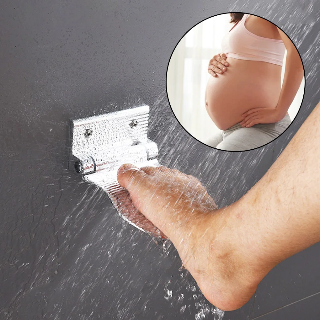 Reposapiés de baño de aluminio, Pedal de ducha, soporte de Pedestal de baño montado en la pared, negro