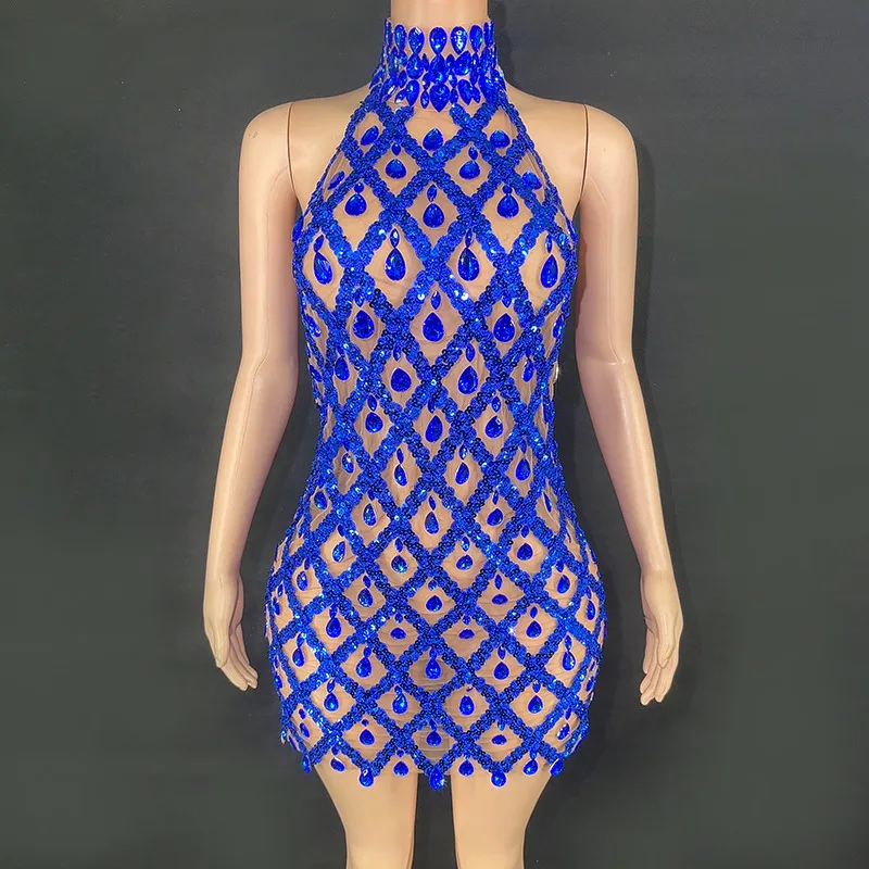 생일 반짝 이는 라인 석 바 파티 의상 슬림 호스트 파티 드레스 민소매 섹시한 졸업 파티 드레스 Vestidos De Festa Luxo