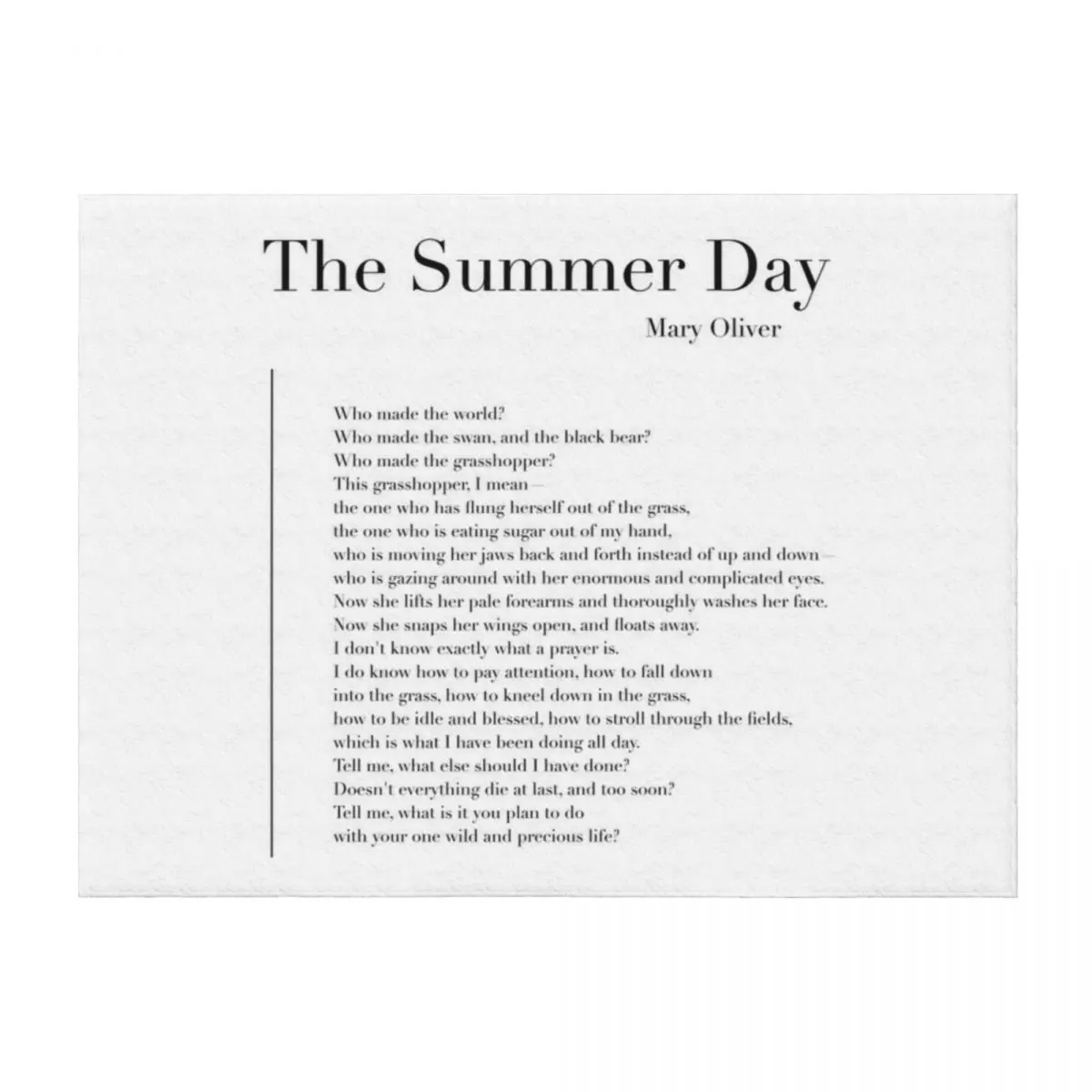 

The Summer Day by Mary Oliver Throw Blanket Weighted For Baby Decorative Sofas Giant Sofa Blankets